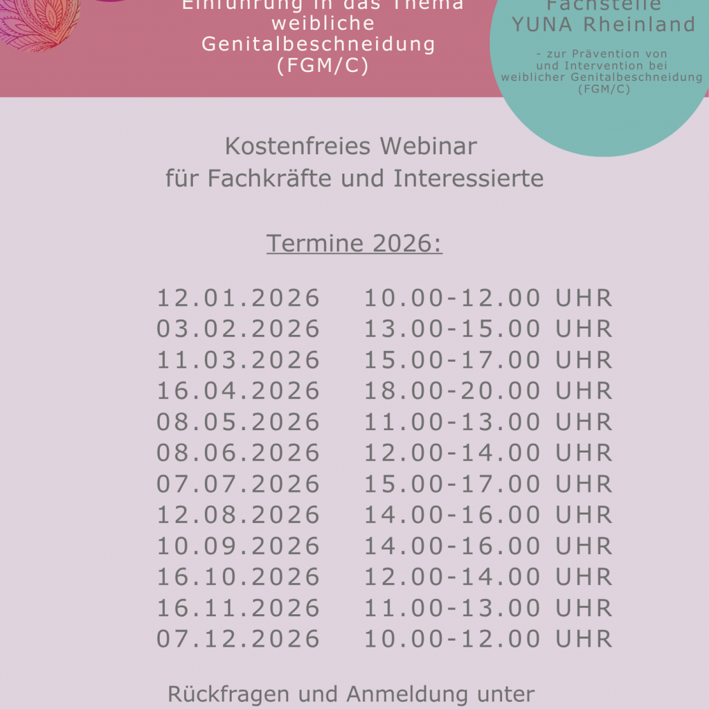 Terminübersicht für die Webinare für das Jahr 2026