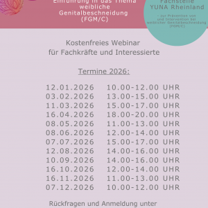 Terminübersicht für die Webinare für das Jahr 2026